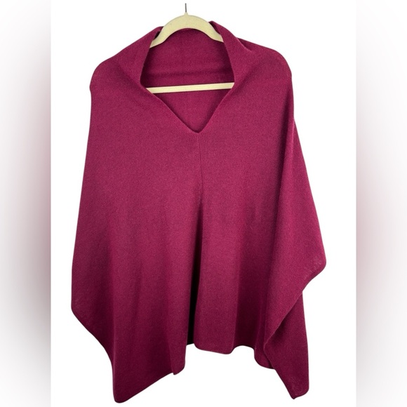 Cynthia Nichole by Alashan 100% Cashmere Luxe Dress Topper Poncho Burgundy - Picture 3 of 7